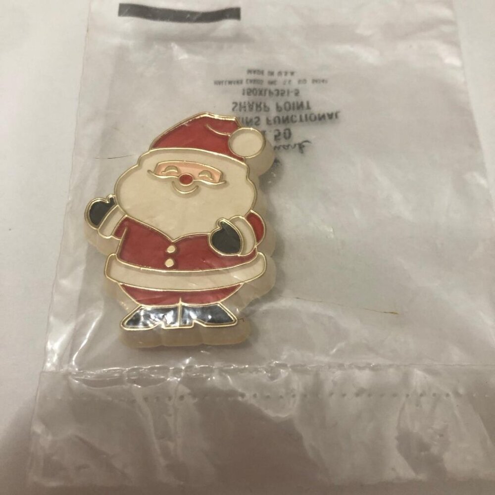 New Vintage 1981 80's Hallmark Santa Claus Christmas Brooch Lapel Pin